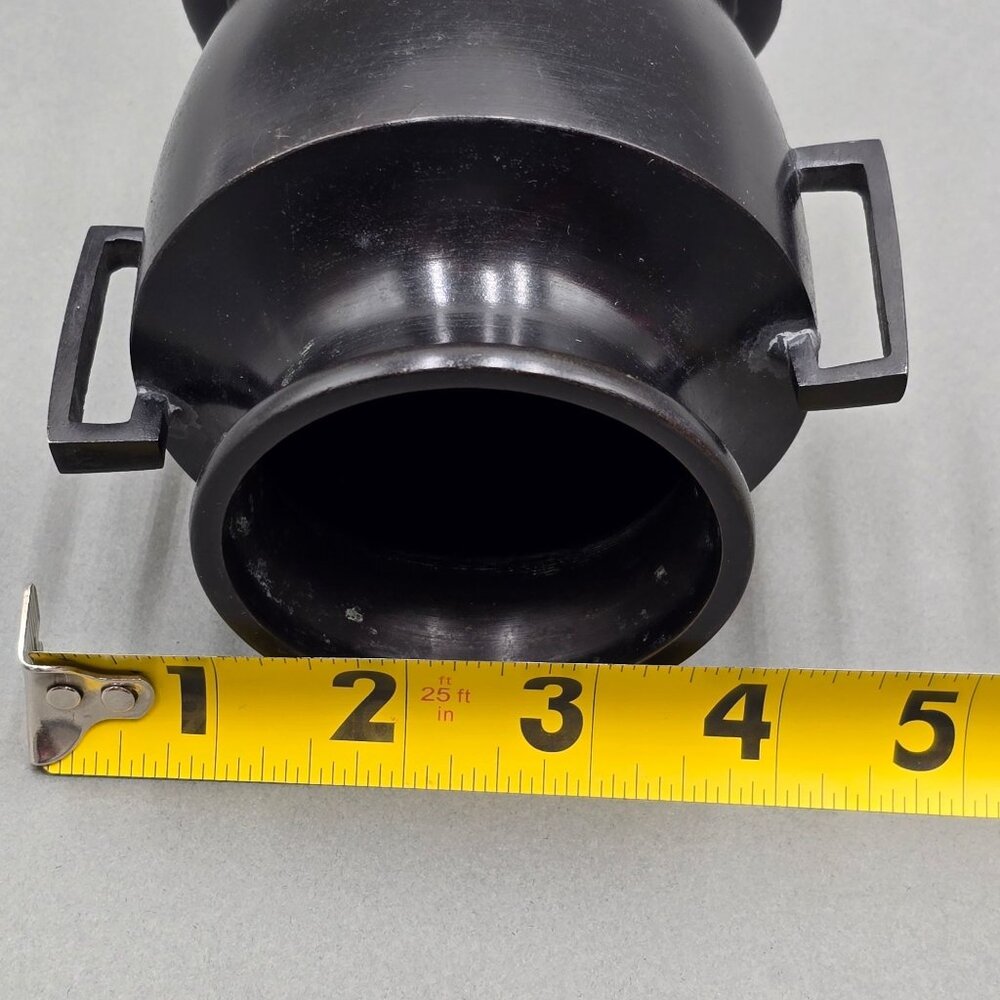 VTG Japanese Bronze Utsubata Ikebana Vase 5.5" Marked Japan Kenzan Insert - Picture 11 of 14